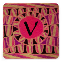 SOLAR GOLD MONOGRAM,bright pink fuchsia black Personalized Announcement