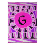 SOLAR MONOGRAM,bright pink violet blue black white Custom Invitation