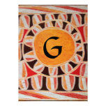 SOLAR MONOGRAM,bright yellow orange black white Personalized Announcements