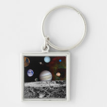 Solar System Montage of Voyager Images Keychain