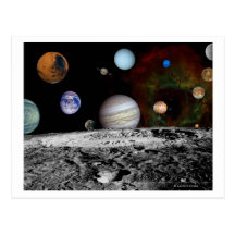 Solar System Montage of Voyager Images Postcard