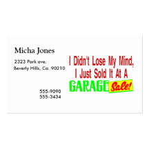 Sold My Mind At Garage Sale Business Card