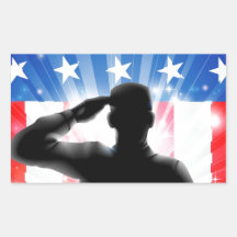 Soldat militaire de drapeau des USA saluant en sil Adhésifs