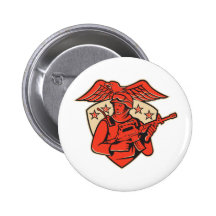 soldier swat policeman rifle eagle shield pinback button