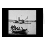 Soldiers Rowing to the Monitor USS Onondaga 1864 Greeting Cards