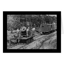 Soldiers with a Cannon on a Railroad Car 1864 Greeting Card