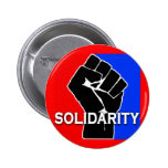 SOLIDARITY in Red, White, Blue and Black Pinback Buttons
