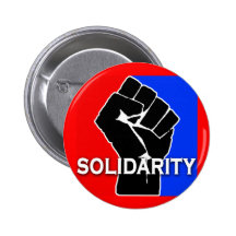 SOLIDARITY in Red, White, Blue and Black Pinback Buttons