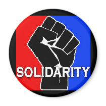 SOLIDARITY in Red, White, Blue and Black Refrigerator Magnets