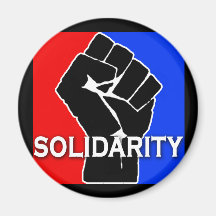 SOLIDARITY in Red, White, Blue and Black Refrigerator Magnets