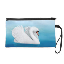 Solitary Mute Swan Bagettes Bag Wristlet Clutch