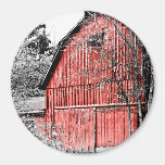 SOLITARY RED BARN REFRIGERATOR MAGNETS
