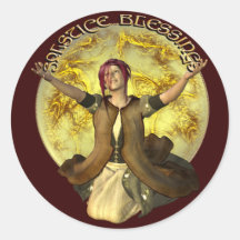Solstice Blessings Round Stickers