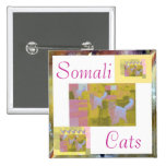 Somali Cat Bold Pastel Boxes & Borders Pinback Buttons