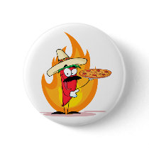 Sombrero Chile Chili Pepper Holds Up Pizza Pinback Buttons