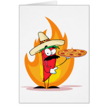 Sombrero Chile Chili Pepper Holds Up Pizza Card