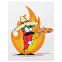 Sombrero Chile Chili Pepper Holds Up Pizza Full Color Flyer