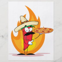 Sombrero Chile Chili Pepper Holds Up Pizza Full Color Flyer