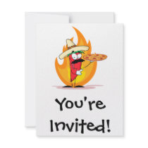 Sombrero Chile Chili Pepper Holds Up Pizza Invite