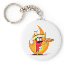 Sombrero Chile Chili Pepper Holds Up Pizza Key Chain