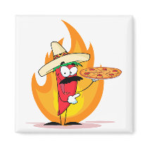 Sombrero Chile Chili Pepper Holds Up Pizza Refrigerator Magnets