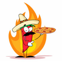 Sombrero Chile Chili Pepper Holds Up Pizza Cut Out