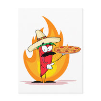 Sombrero Chile Chili Pepper Holds Up Pizza Post Cards