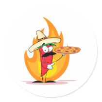 Sombrero Chile Chili Pepper Holds Up Pizza Sticker
