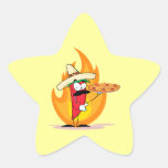 Sombrero Chile Chili Pepper Holds Up Pizza Star Sticker