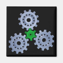 Some silver gears with a little green magnets