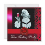 SOMMELIER WINE TASTING PARTY RED WAX SEAL MONOGRAM INVITES