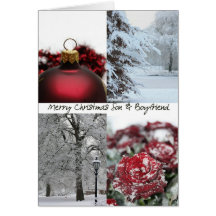 Son & Boyfriend Christmas Red Winter collage Cards