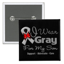 Son - Grey Ribbon Awareness Buttons