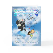 Son Nurse's Day cute little baby and cute nurse sk Card