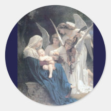 Song of the angels antique painting baby religion round sticker