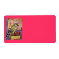 songbird in window box sketch labels