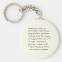Sonnet # 15 by William Shakespeare Keychains