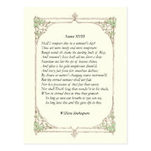 Sonnet de Shakespeare # 18 Cartes Postales