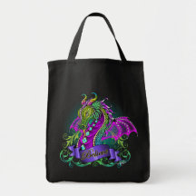 "Sonya" Rainbow Believe Dragon Canvas Tote Bag