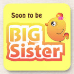 Soon to be big sister baby bird cartoon coaster cork coasters