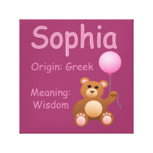 Sophia / Nursery Decor Gallery Wrap Canvas