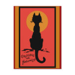 Sophisticated Black Cat Halloween Cards postcards
