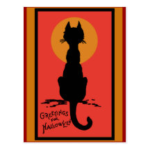 Sophisticated Black Cat Halloween Cards Postcards