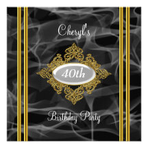 Sophisticated Black Smoke  birthday Party invitati Announcement