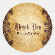 Sophisticated Elegant  vintage wedding thankyou Round Sticker