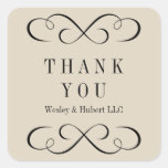 Sophisticated swirls sandy beige thank you label stickers