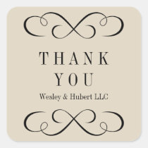 Sophisticated swirls sandy beige thank you label stickers