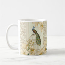 Sophisticated vintage Peacock & Cage Lily Mug