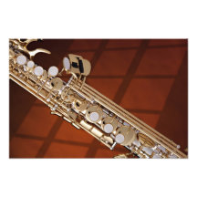 Soprano Saxophone print against Gold Photographic Print