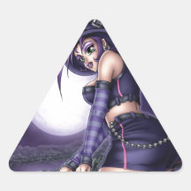 Sorcière d'Anime de Goth Autocollant En Triangle